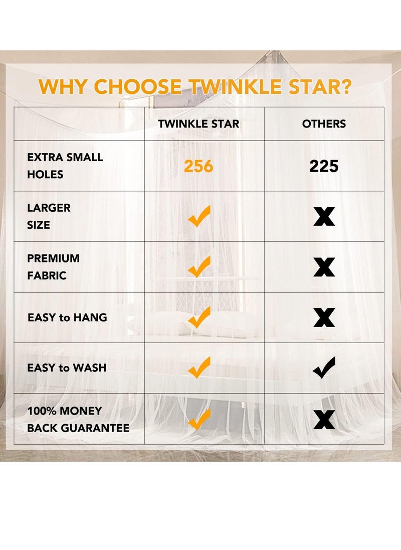 Twinkle Star Twinkle Star 4 Corner Post Bed Canopy, Elegant Curtain Net for Full/Queen/King Size Bed (White)  - Image 3