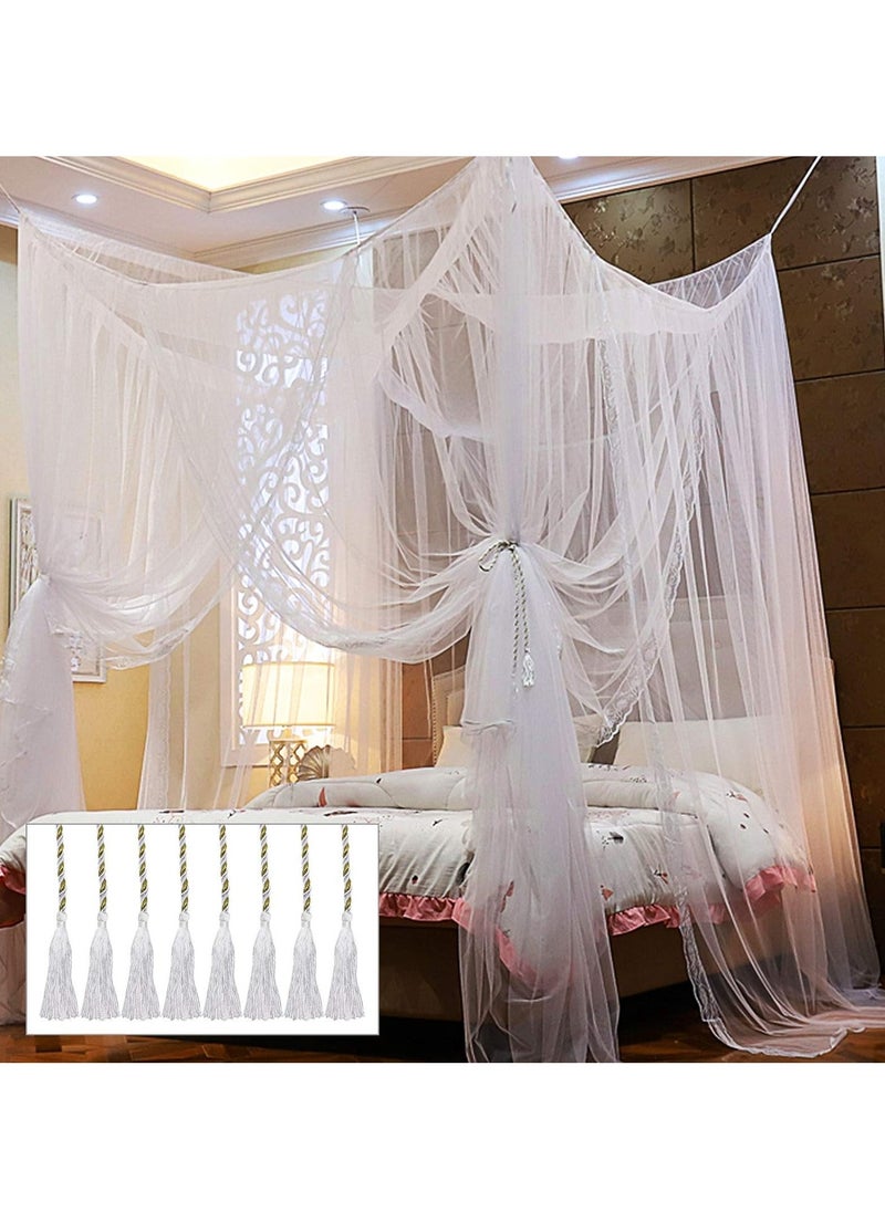 Twinkle Star Twinkle Star 4 Corner Post Bed Canopy, Elegant Curtain Net for Full/Queen/King Size Bed (White)  - Image 4