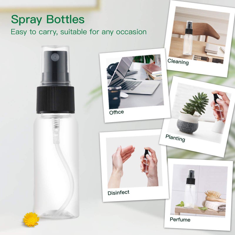 LISAPACK 1oz Small Plastic Spray Bottle (12 Pack) Empty Mini Fine Mist Travel Size Atomizer, Tiny Sprayer for Little Perfume, Water, Cologne, Alcohol, Samples (Clear, 30ml) - Image 2