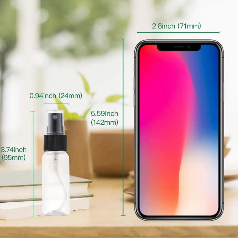 LISAPACK 1oz Small Plastic Spray Bottle (12 Pack) Empty Mini Fine Mist Travel Size Atomizer, Tiny Sprayer for Little Perfume, Water, Cologne, Alcohol, Samples (Clear, 30ml) - Image 5