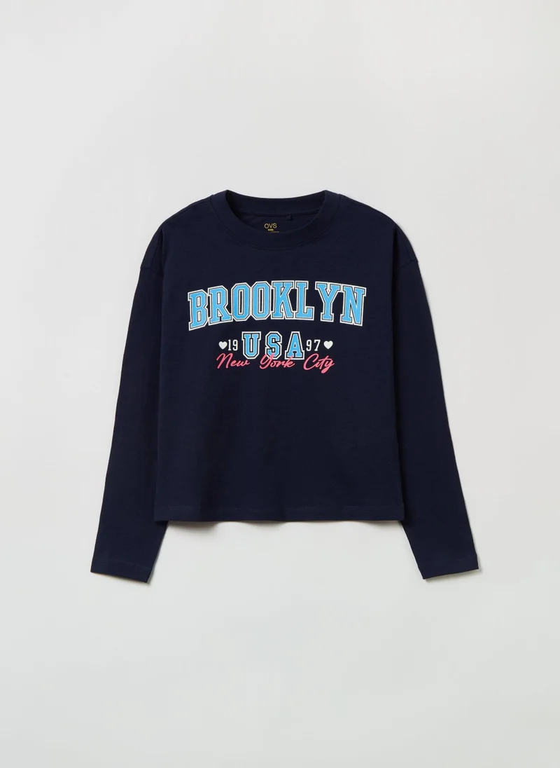 او في اس Long-Sleeved T-Shirt With Print
