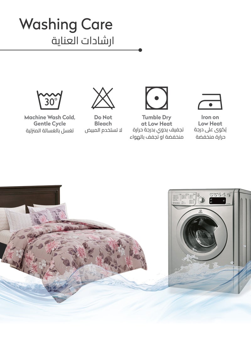 Donetella Printed Comforter Set 4-Pcs Single Size All Season Decorated Reversible Single Bed Comforter Set Fits (140 X 200 Cm)With Super-Soft Down Alterntaive Filing,Pinkish Grey  - Image 5