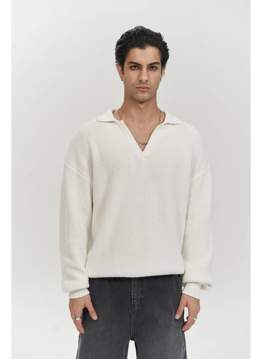 Mai Collection Magnus Polo Neck Ecru Men's Knitwear Sweater