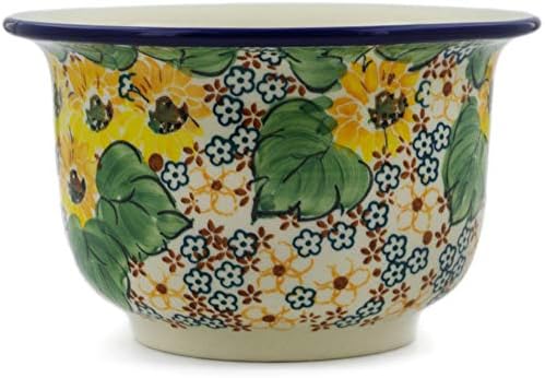 Polmedia Polish Pottery وعاء بولندي من الفخار بقطر 6 بوصات مصنوع من سيراميكا أرتيستشنة بتصميم دوار الشمس من الريف بتوقيع UNIKAT وشهادة الأصالة - Image 3