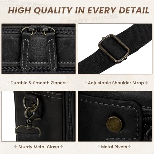 RAINSMORE Mens Laptop Bag 16 Inch Leather Briefcase Vintage Messenger Bag for Men Large Crossbody Shoulder Office Computer Bag Retro College Satchel for Work, Business,Travel, Black - Image 5