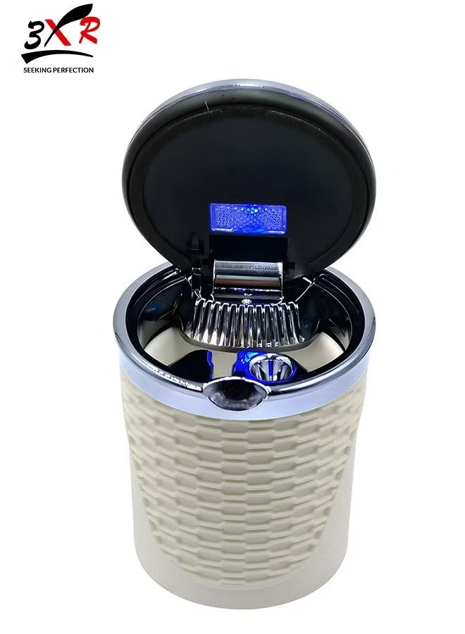 3 اكس ار منفضة سجائر 3XR للسيارة مع إضاءة LED وتصميم من الفولاذ المقاوم للصدأ المقاوم للحرارة العالية باللون البيج - Image 1