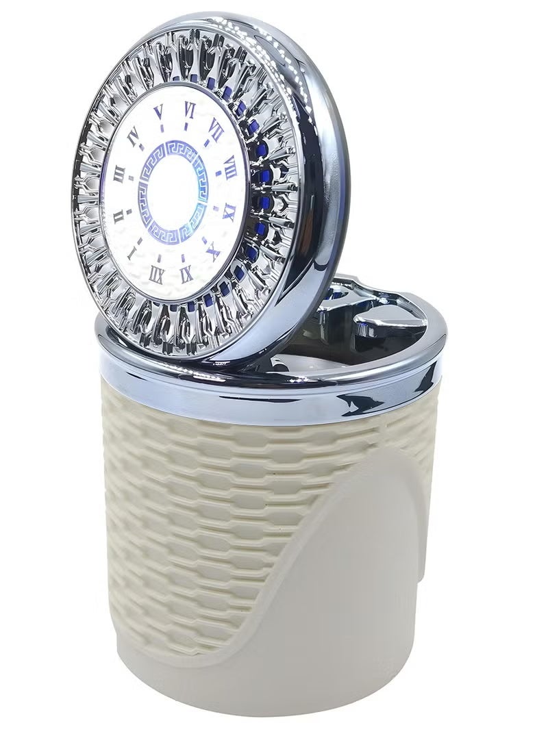 3 اكس ار منفضة سجائر 3XR للسيارة مع إضاءة LED وتصميم من الفولاذ المقاوم للصدأ المقاوم للحرارة العالية باللون البيج - Image 2