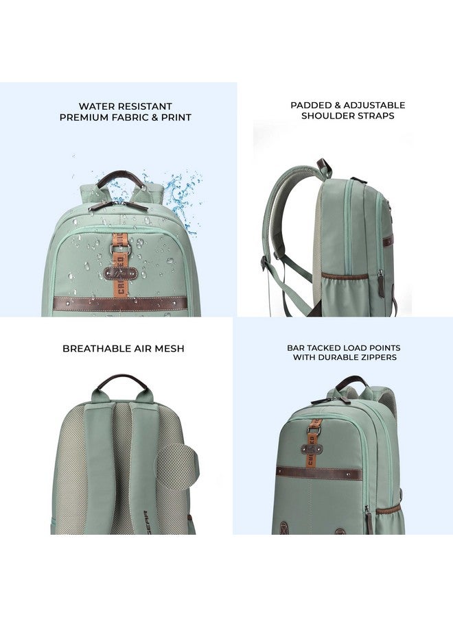 Gear Classic 4 Faux Leather (Without Anti Theft) 16"/20L Medium Water Resistant Laptop Backpack/Casual Backpack/Daypack/Travel Backpack/College Bag For Men/Women(Sage Green-Brown) - Image 5