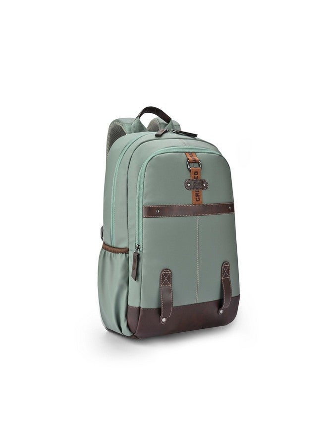 Gear Classic 4 Faux Leather (Without Anti Theft) 16"/20L Medium Water Resistant Laptop Backpack/Casual Backpack/Daypack/Travel Backpack/College Bag For Men/Women(Sage Green-Brown) - Image 1