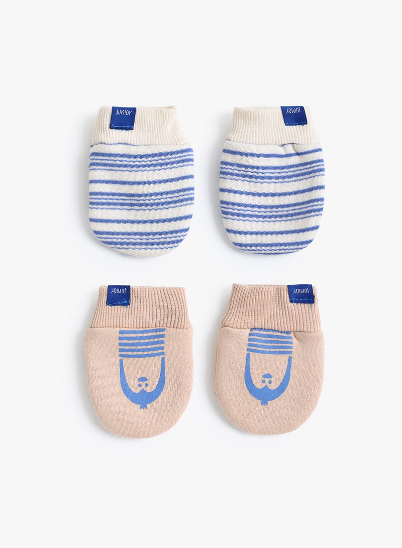 Baby Boys Striped Animals Mittens Pack Of 2
