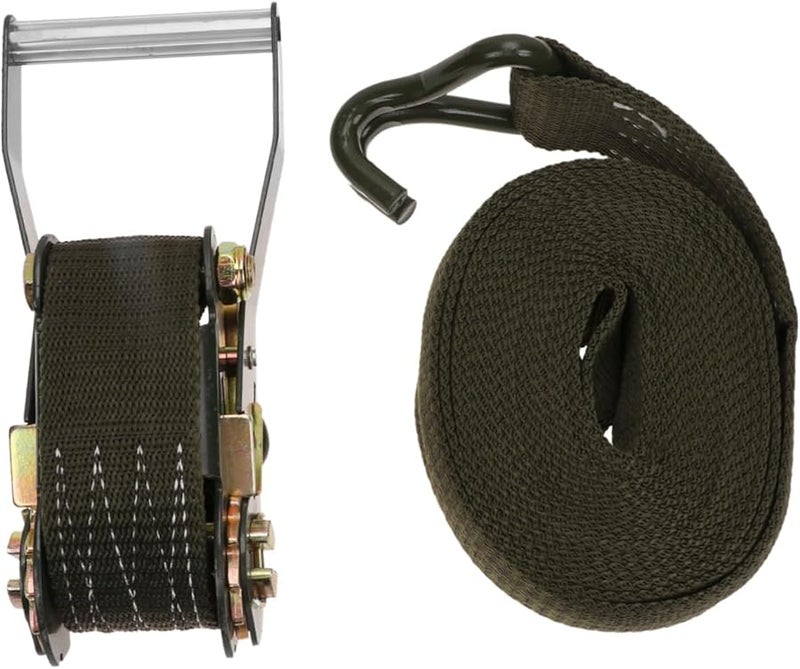 Heavy Duty Ratchet Tie Down Straps 2500X6X5CM Olive Green for Cargo Motorcycle ATV Transport - Image 2
