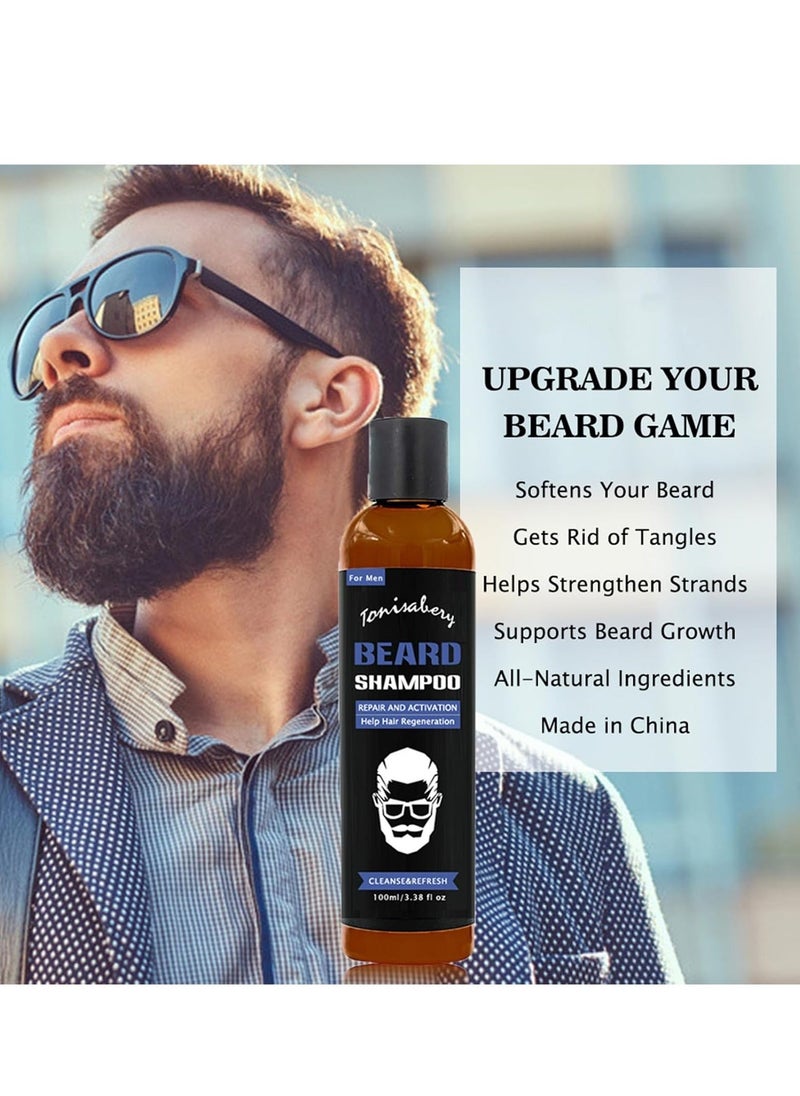 TONISABERY - Men's Beard Shampoo, Moisturises and Softens Beard, Beard Anti-Dandruff Shampoo for Dry Skin, Reduces Itching and Beard Dandruff, Beard Lotion, Facial Hair Shampoo, Men's Beard Care(100ml) - Image 1