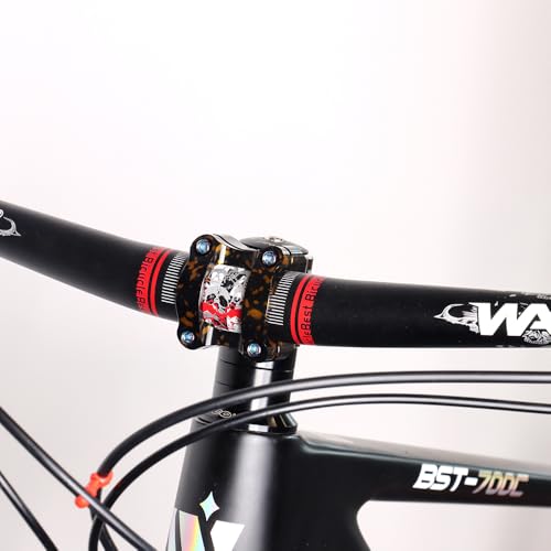 CYSKY Bike Stem Handlebar 31.8 Length 35mm, Short MTB Stem Handlebar Riser Ultra-Light CNC Aluminum Alloy 31.8mm Handle Bar Clamp for Mountain Bike, Road Bike (Black+Red) - Image 5