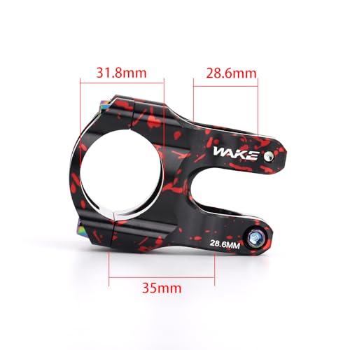 CYSKY Bike Stem Handlebar 31.8 Length 35mm, Short MTB Stem Handlebar Riser Ultra-Light CNC Aluminum Alloy 31.8mm Handle Bar Clamp for Mountain Bike, Road Bike (Black+Red) - Image 2