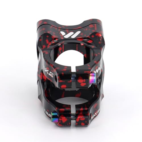CYSKY Bike Stem Handlebar 31.8 Length 35mm, Short MTB Stem Handlebar Riser Ultra-Light CNC Aluminum Alloy 31.8mm Handle Bar Clamp for Mountain Bike, Road Bike (Black+Red) - Image 4