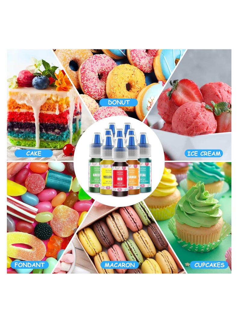 Jelife Food Coloring Gel Cake Decorating Set - 10 Colors Gel Based Flavorless Edible Food Color Dye Vibrant Concentrated Neon Icing Colors for Kids Baking Macaron Frosting Fondant Cookie (6ml/Bottles)  - Image 4