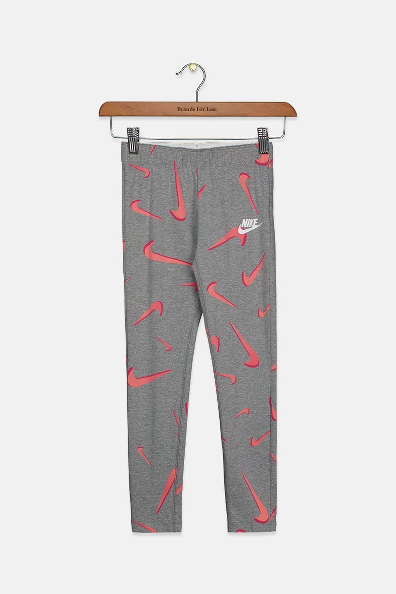 Nike Kids Girl Tight Fit Printed Training Leggings, Grey Combo - Image 1