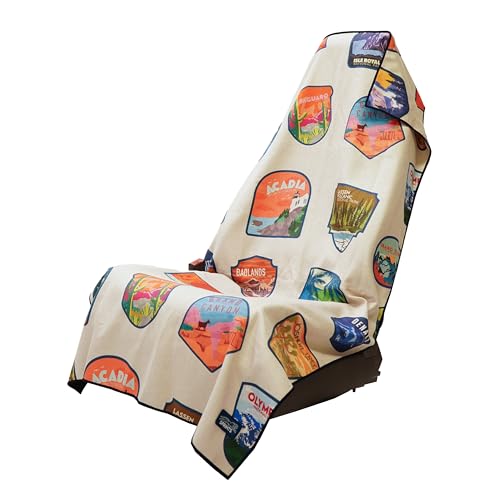 Sprints Athletic Running Towel, Full-Sized, Car Seat Cover - Performance Microfiber (National Parks Cream) - Image 1