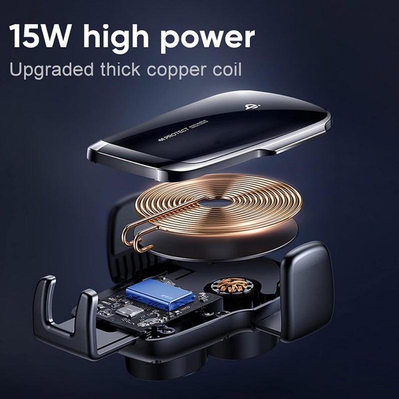 PROTECT JR-ZS248 15W Fast Wireless Car Charger - Auto-Clamping & touch control - Car Air Vent Mount - Image 5