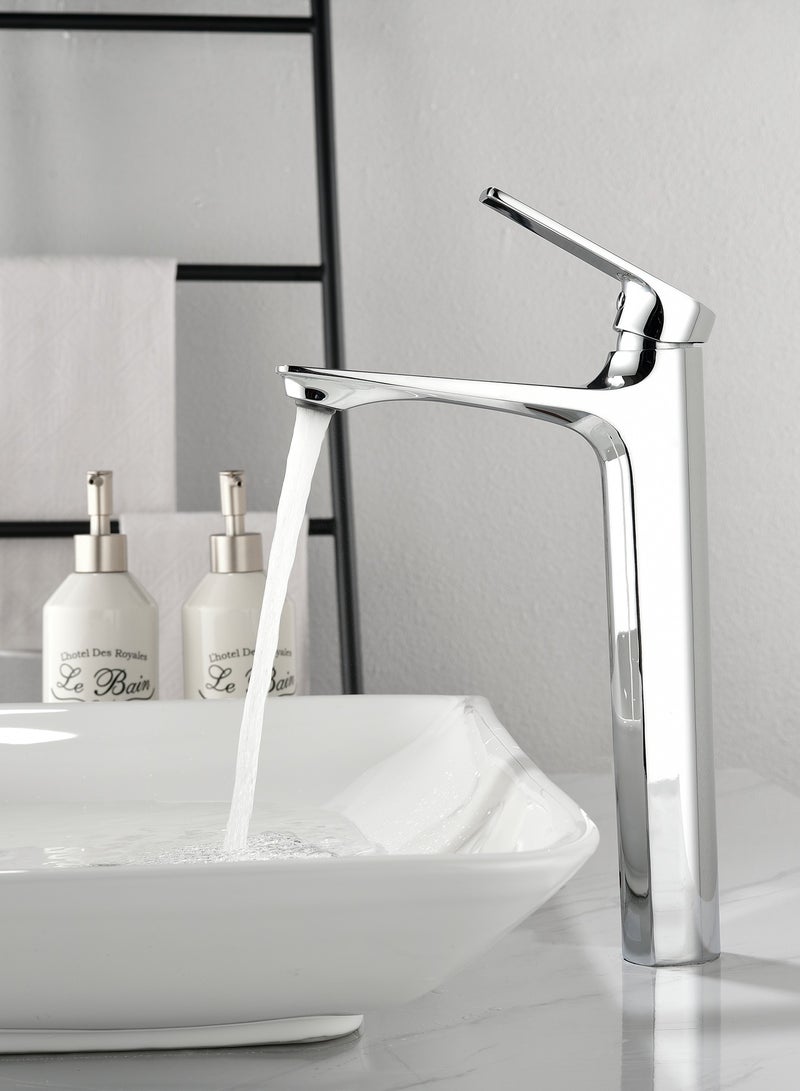 ﺻ ﻮ ﺭ ﺓ ﺍ ﻟ ﻌ ﻼ ﻣ  BRIMIX خلاط حوض ذو رافعة واحدة، صنبور حوض غسيل ثقيل، ماء بارد وساخن، صنبور حمام للمرحاض، صنبور زينة مربع الارتفاع (كروم) - Image 3