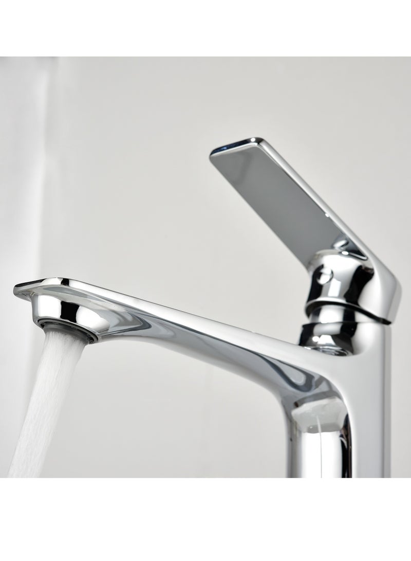 ﺻ ﻮ ﺭ ﺓ ﺍ ﻟ ﻌ ﻼ ﻣ  BRIMIX خلاط حوض ذو رافعة واحدة، صنبور حوض غسيل ثقيل، ماء بارد وساخن، صنبور حمام للمرحاض، صنبور زينة مربع الارتفاع (كروم) - Image 5