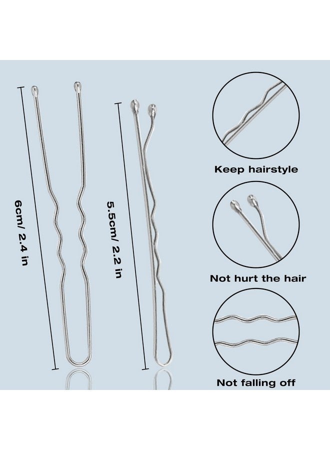 AITRAI Silver Bobby Pins Aitrai 200Pcs Silver Hair Pins Kit Silver Bobby Pins For White Grey Hair And Ushaped Hair Pins Bun With Box Hair Pins For Women Girls - Image 2