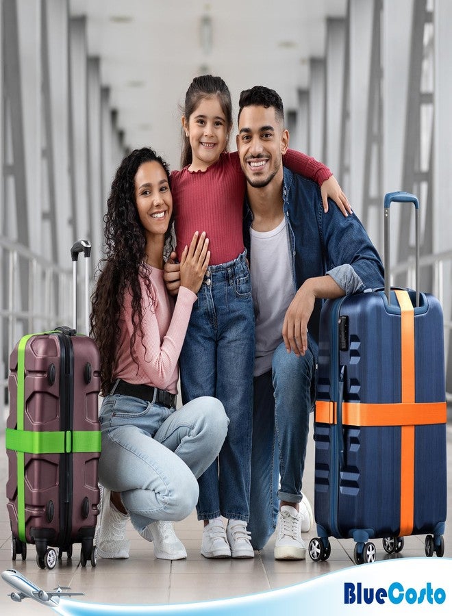 BlueCosto Luggage Straps for Suitcases TSA Approved - Mixed Colors, 4 PK - Premium Nylon Belts for Suitcase, Briefcase & Travel Bag - Adjustable Strap Length 46" - 78" - Image 4