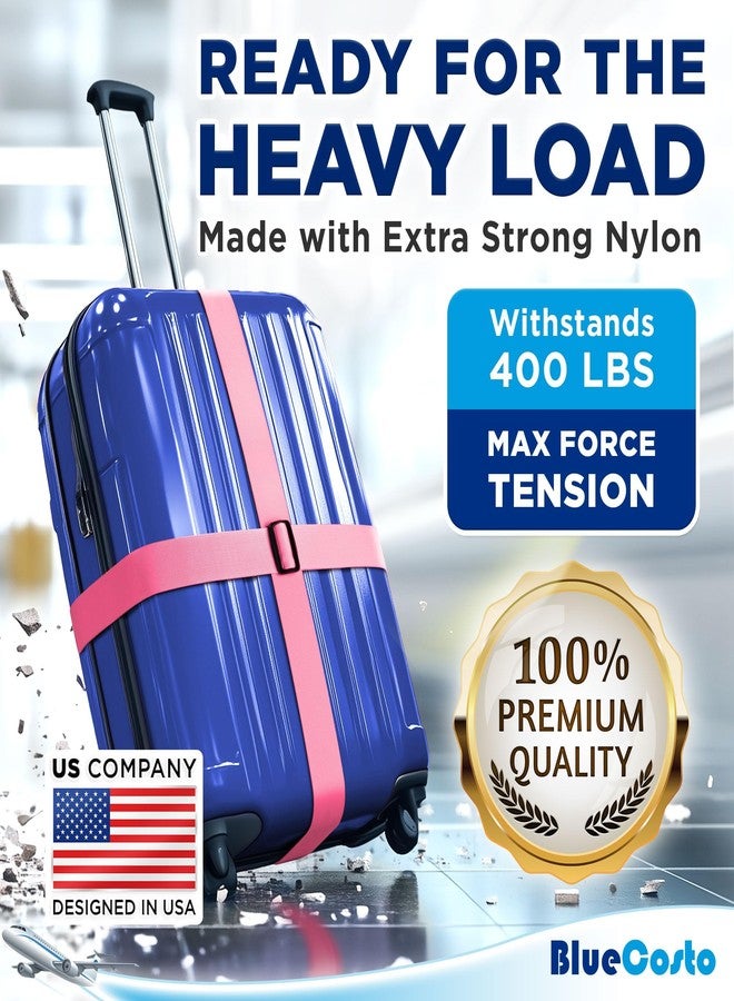 BlueCosto Luggage Straps for Suitcases TSA Approved - Mixed Colors, 4 PK - Premium Nylon Belts for Suitcase, Briefcase & Travel Bag - Adjustable Strap Length 46" - 78" - Image 2