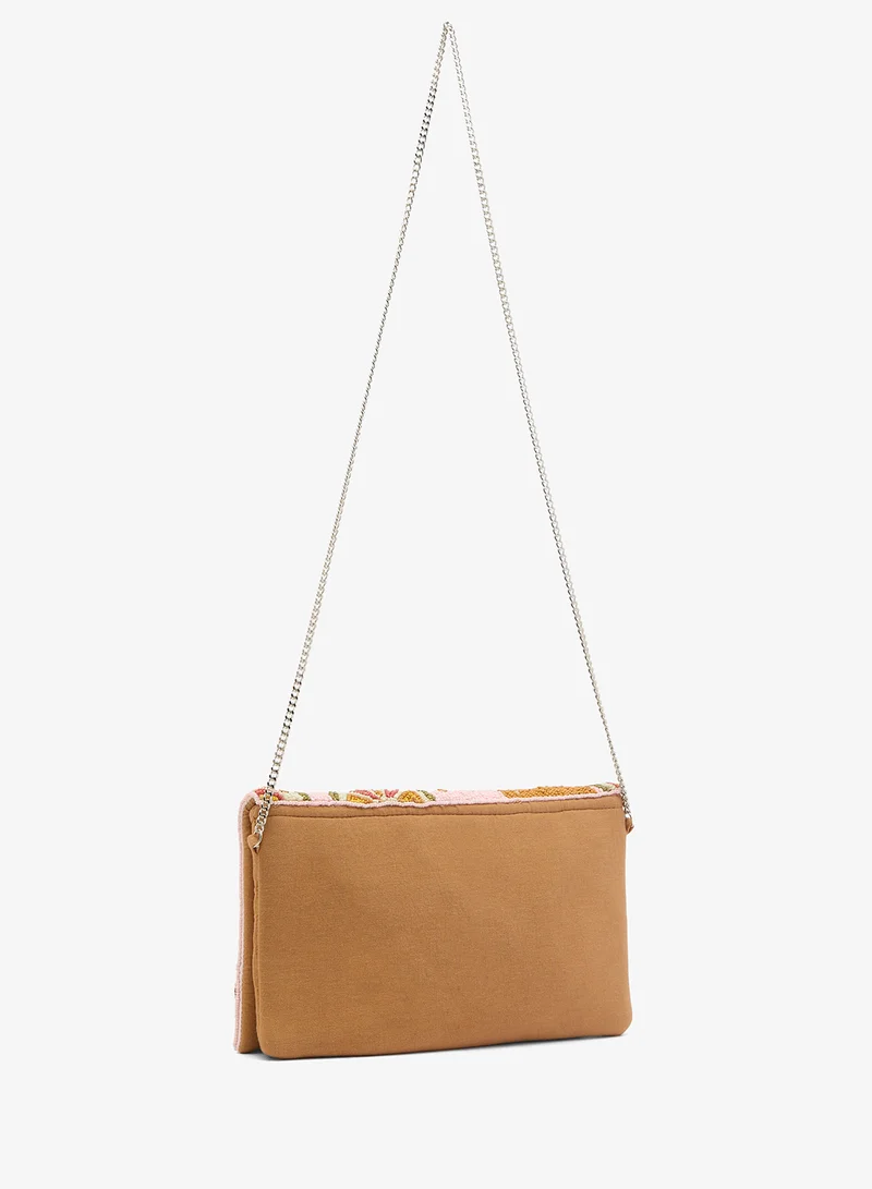 Ginger Boutique Embroidered Beaded Fruit Print Clutch