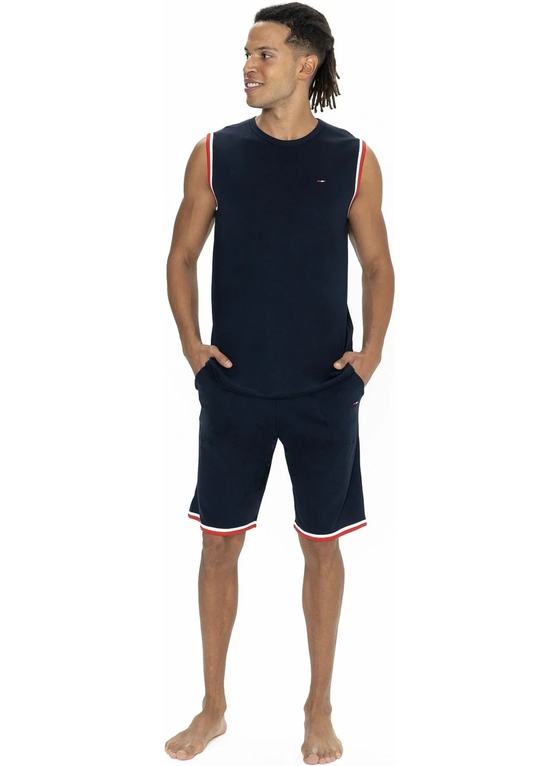 U.S. Polo Assn. 18872 Men's Sleeveless Crew Neck Shorts Pajama Set-Navy Blue