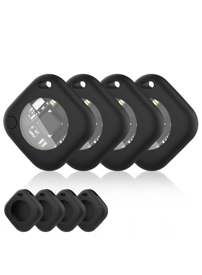 yalilai 4 Pack Bluetooth Tracker Works with Apple Find My APP (iOS Only, Not for Android),  Smart Tracking Tag Finder with Protective Case and Item Locator for Keys, Luggage, Backpack, Suitcases, Black  - Image 1