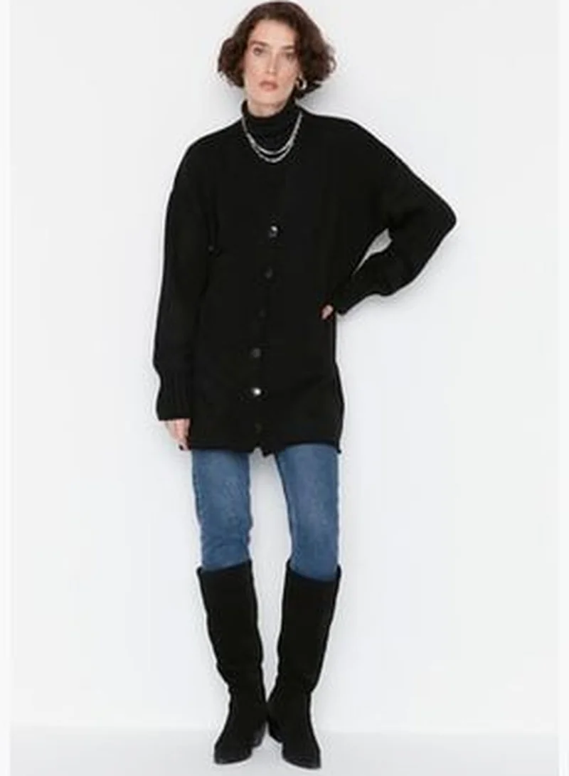 trendyol Black Button Close Knitwear Cardigan TCTAW23HI00001