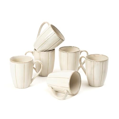 Beyond Homes Handcrafted Ceramic Coffee Mug Set Microwave & Dishwasher Safe Cup Set of 6 for Tea with Handle Glossy Finish, 330ml (6, Pearl White) - Image 4