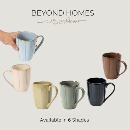 Beyond Homes Handcrafted Ceramic Coffee Mug Set Microwave & Dishwasher Safe Cup Set of 6 for Tea with Handle Glossy Finish, 330ml (6, Pearl White) - Image 5