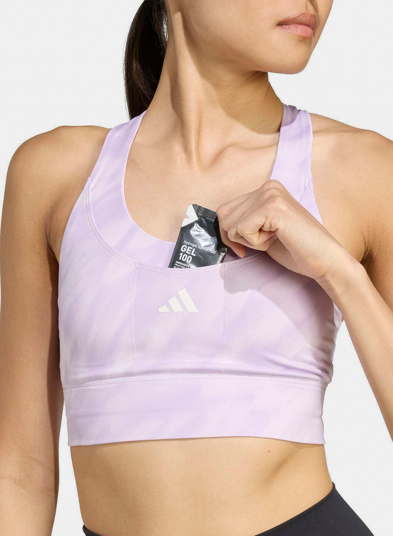 Adidas Run Pocket Medium Support Allover Print Bra - Image 1