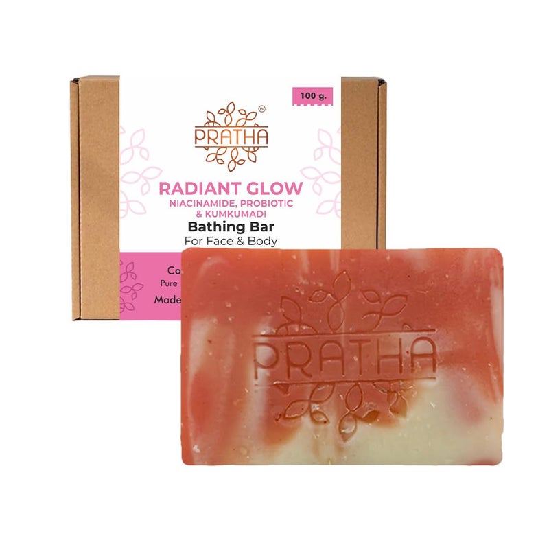 Pratha Radiant Glow Bathing Bar, Niacinamide & Probiotic, Face & Body Soap, 100g - Image 1