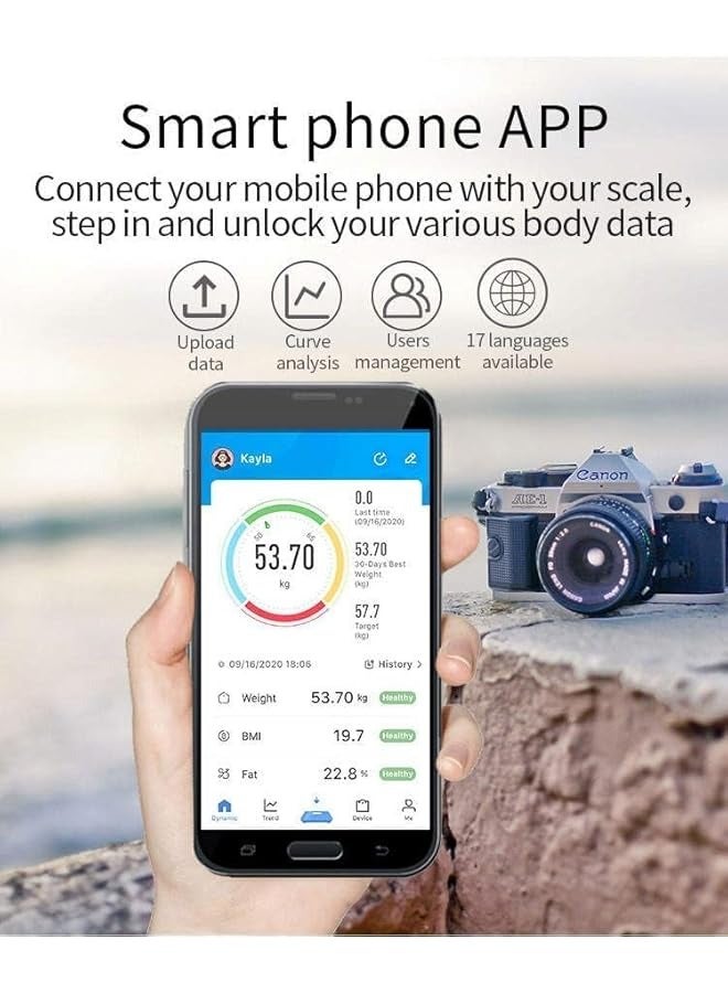 PROMASS Smart Weight Scale, Body Fat Scale, Bluetooth Smart Body Weight Scale, Wireless Digital Bathroom Scale with Smartphone App (White) - Image 3