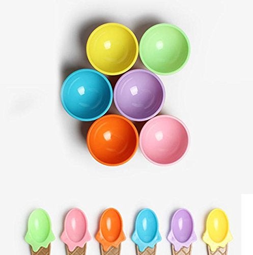 Mantavya BPA Free Plastic 6 Ice Cream Cone Shape Bowl with 6 Spoons - Image 4