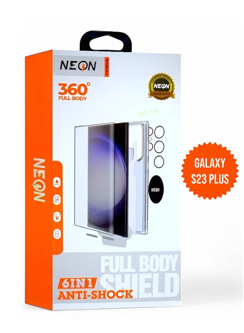 Neon Samsung Galaxy S23 Plus, Full Protection Package with Privacy Screen Protector and MagSafe Wireless Charging Case, Complete Protection for Your Device Against Scratches and Drops (6in1), New and Original Package