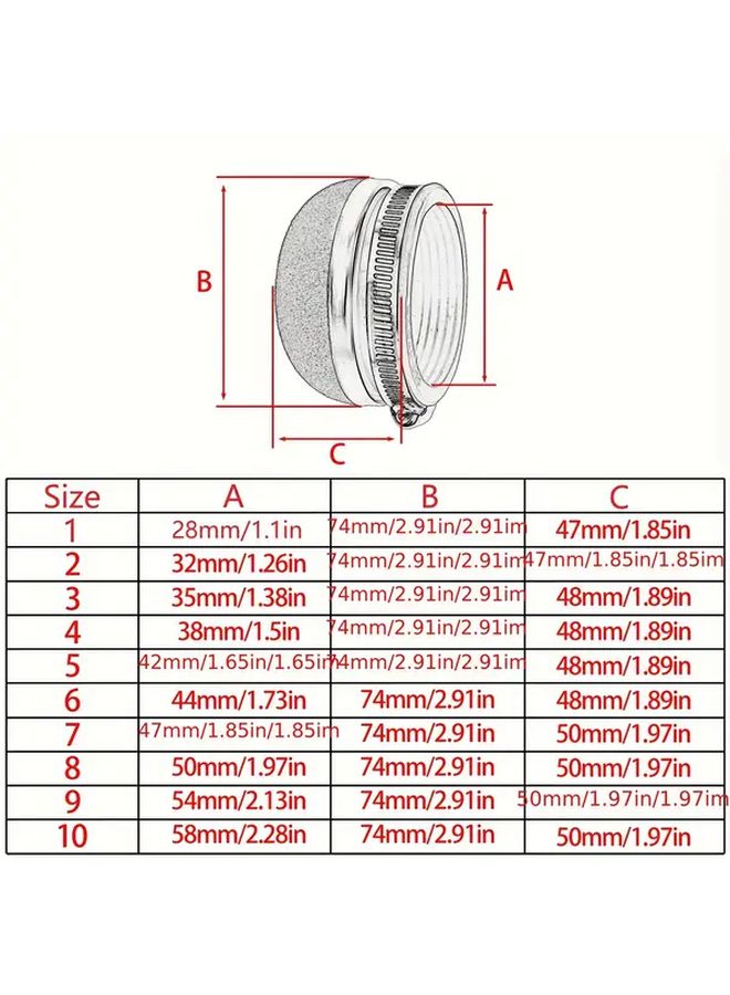 Universal Motorcycle Air Filter 50mm Red Round Sponge Element For Dirt Bikes - Image 2