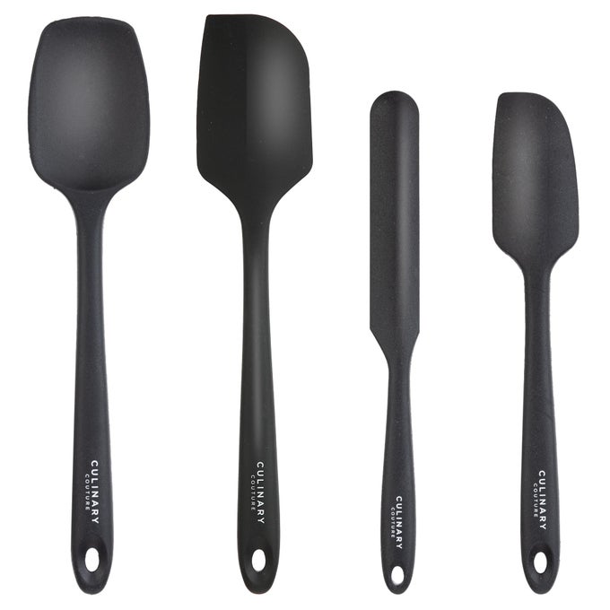 4PIECE BLACK BAKING SPATULA SET RUBBER SPATULAS SILICONE HEAT RESISTANT UP TO 428F BPAFREE SPATULA SET FOR NONSTICK COOKWARE SILICONE BAKING UTENSILS