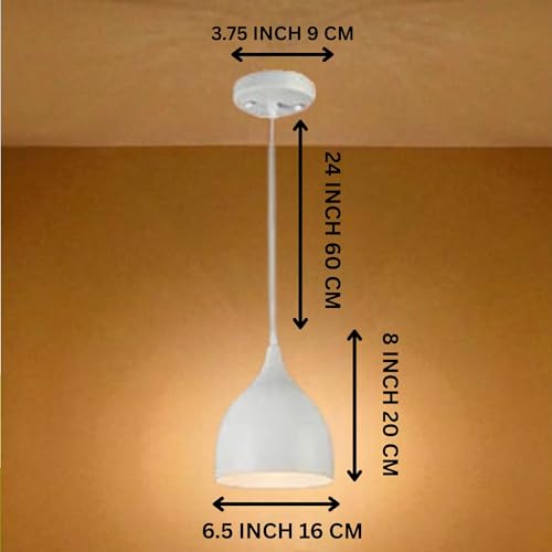 GreyWings Modern White Dome Hanging Pendant Light for Ceiling – Aluminium, Antique Decor Accent, (Bulb is not Included) Pack of 3 - Image 3