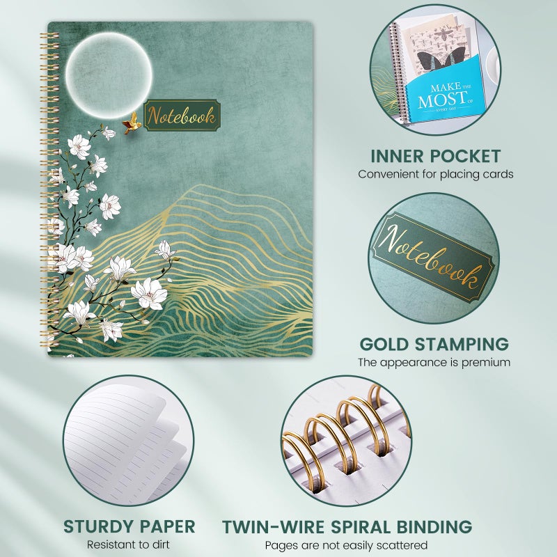 Shoparr Spiral Notebook/Journal - Notebook, 8.5" x 11", Notebooks Journal for Work, 160 Pages, Journals for Women, Notebooks College Ruled Journals for Writing, with Premium Paper & Back Pocket, Moon Design - Image 3