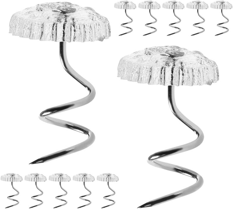 Homoyoyo 100pcs Stainless Steel Spiral Sofa Pins Upholstery Twist Bed Skirt Fasteners Decorative Furniture Pins for Slipcovers and Couch Bedding Accessories - Image 1
