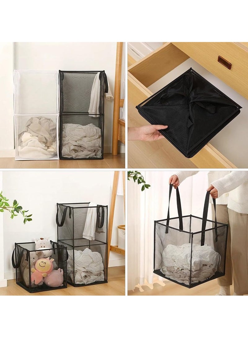 TYCOM Popup Laundry bags Hamper with Handles Portable Durable Collapsible Storage Easy Folding Pop Up Clothes Hampers Basket Foldable for Kids Room College Dorm or Travel Double Black.  - Image 3