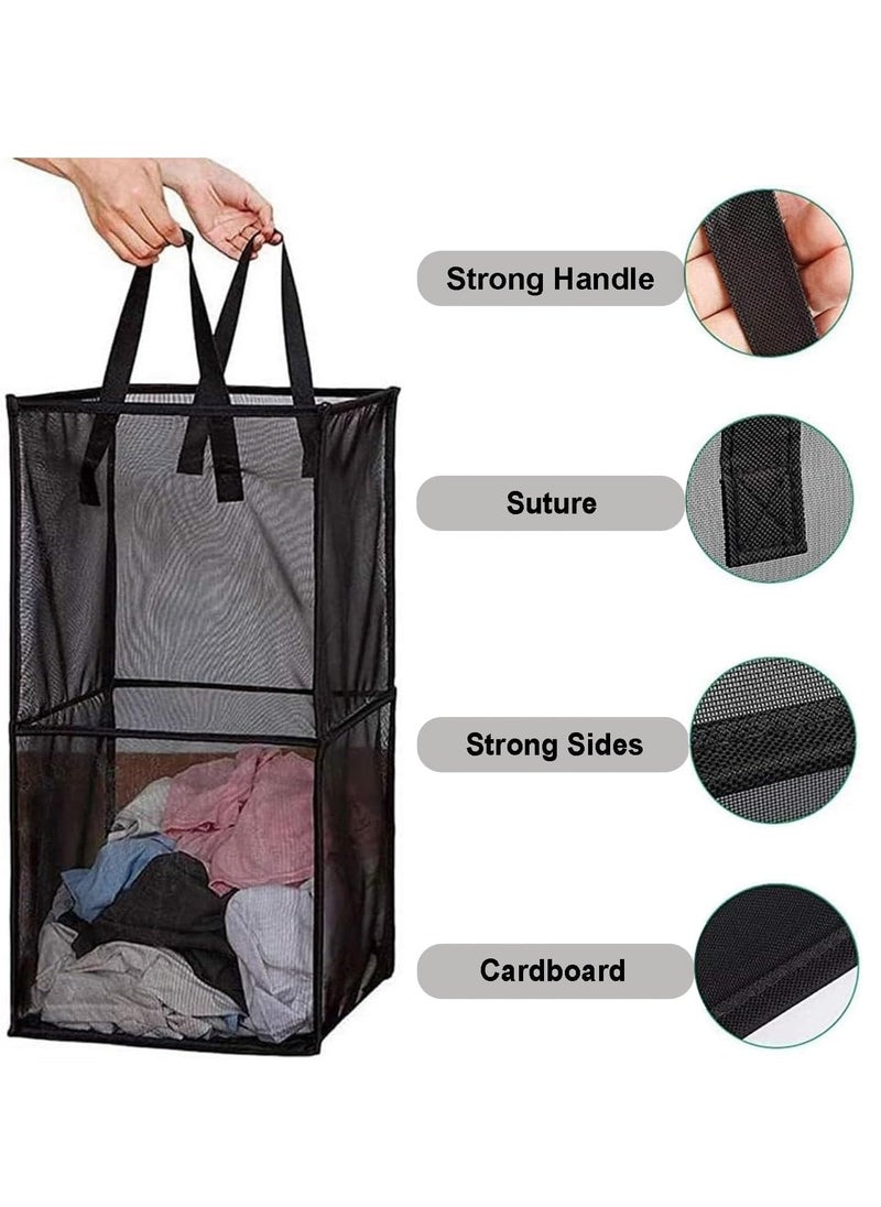 TYCOM Popup Laundry bags Hamper with Handles Portable Durable Collapsible Storage Easy Folding Pop Up Clothes Hampers Basket Foldable for Kids Room College Dorm or Travel Double Black.  - Image 4