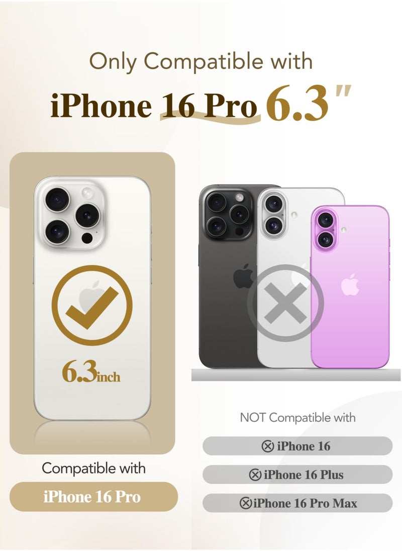 BERFY Magnetic for iPhone 16 Pro Case Compatible with Magsafe Built-in 9H Tempered Glass Screen Protector & Upgraded Camera Protection Full-Body Plating Shockproof Phone Case for 16 Pro 6.3" Gold  - Image 2