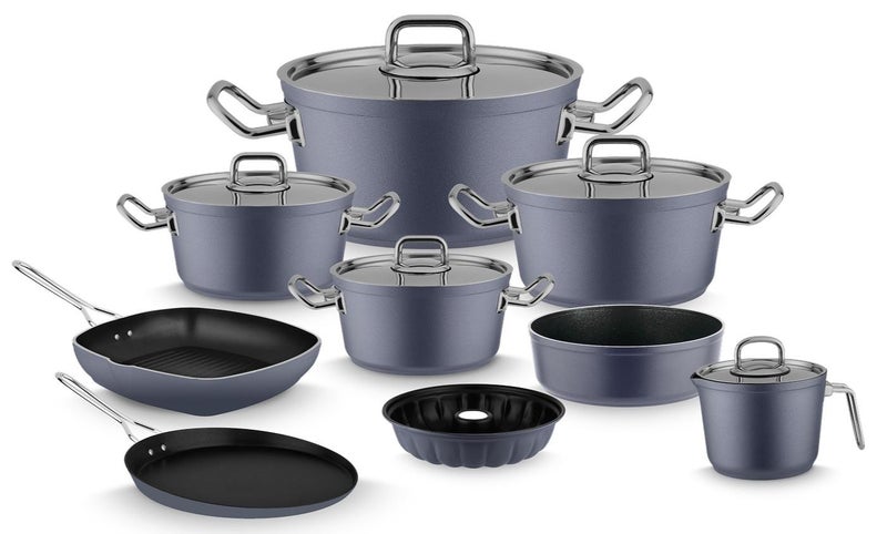 لاينس طقم حلل جرانيت تيفال تركي من لاينز – Lines – طقم 14 قطعة – غطاء ستانلس – مناسب لجميع البوتاجازات – منشأ تركي طقم حلل جرانيت تركي لاينز Lines – طقم 14  قطعة – مقاسات 18/20/24/28 + مقلايه كريب مقاس  26 + جريل مقاس  28 + كسرولة 16 + صينية فرن 34.5 سم + قالب كيك – غطاء ستانلس – 8 ألوان Gray