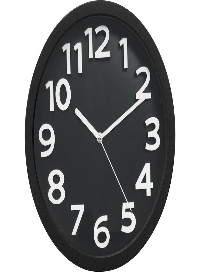Tempus TC62127B Contemporary Wall Clock with Frame Face Raised Contrasting Numerals and Silent Sweep Quiet Movement, 13", Black/White - Image 1