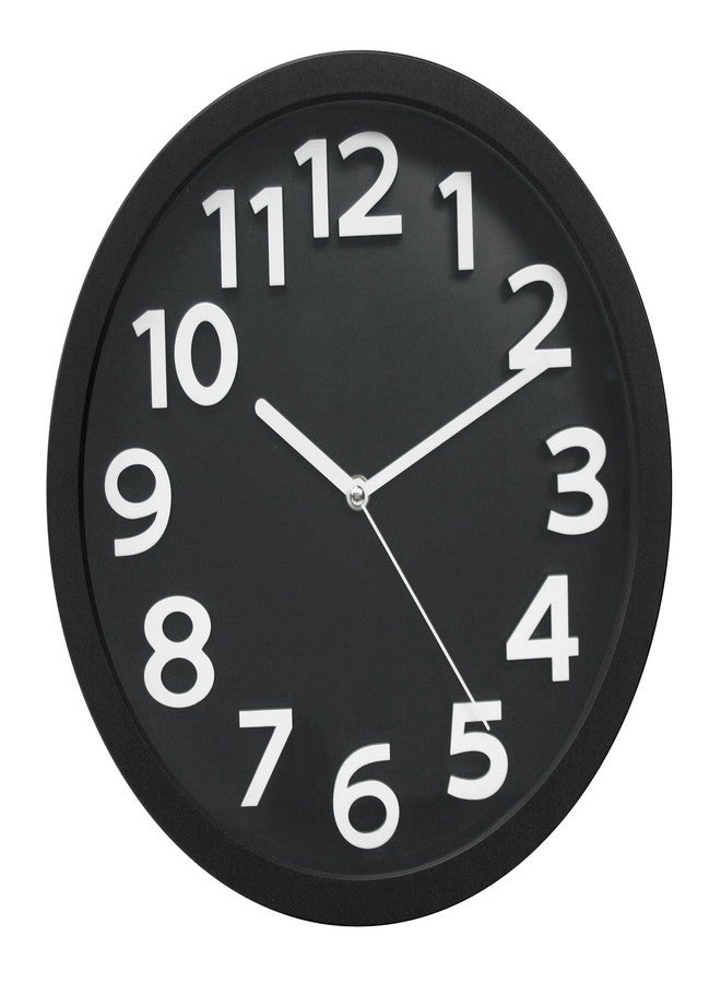 Tempus TC62127B Contemporary Wall Clock with Frame Face Raised Contrasting Numerals and Silent Sweep Quiet Movement, 13", Black/White - Image 3